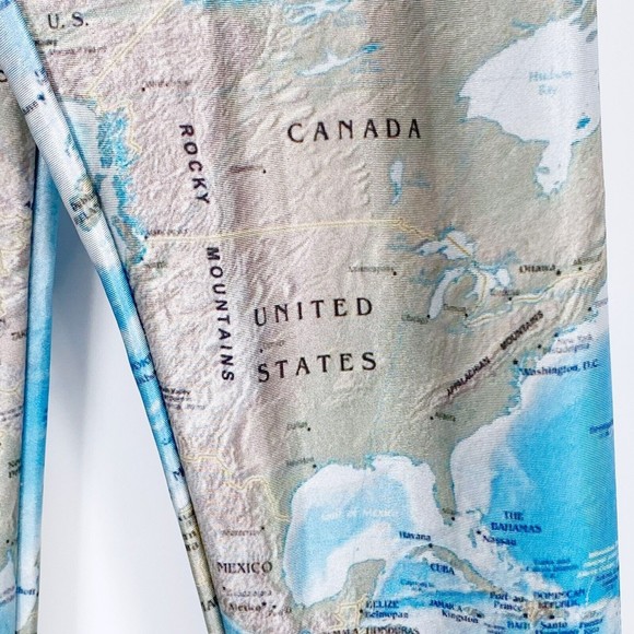 Blackmilk WORLD MAPS LEGGINGS Atlas Women XS Blue Global Limited Edition - Picture 3 of 5